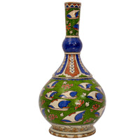 Antique 19th Century Iznik Style Islamic Pottery Bottle Shaped Vase, Samson, circa 1880