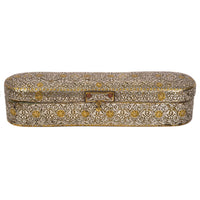 Antique Islamic 15th Century Mamluk Qalamdan Gold Silver Inlaid Brass Pen Box