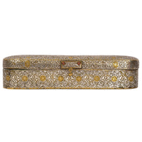 Antique Islamic 15th Century Mamluk Qalamdan Gold Silver Inlaid Brass Pen Box