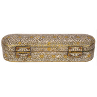 Antique Islamic 15th Century Mamluk Qalamdan Gold Silver Inlaid Brass Pen Box