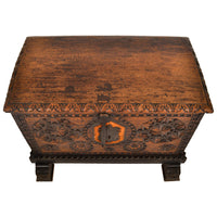 Antique Scandinavian Baroque Folk Art Carved Pine Dowry Chest / Trunk / Coffer, circa 1780