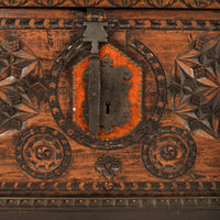 Antique Scandinavian Baroque Folk Art Carved Pine Dowry Chest / Trunk / Coffer, circa 1780
