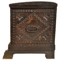 Antique Scandinavian Baroque Folk Art Carved Pine Dowry Chest / Trunk / Coffer, circa 1780
