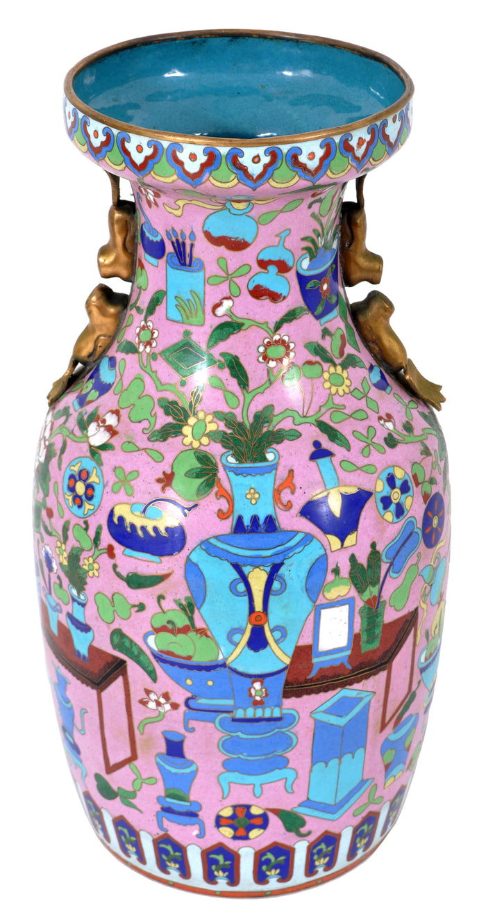 Large Antique Chinese 'Hundred Treasures' Cloisonne Vase, Republic Period, circa 1920