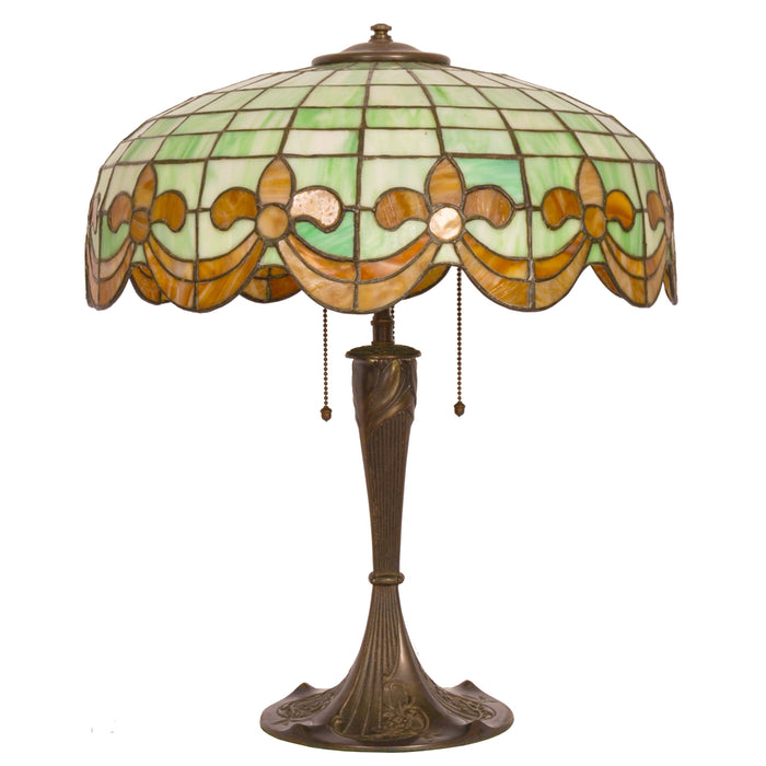 Antique American Art Nouveau Bronze & Leaded Glass Table Lamp by Wilkinson, circa 1910