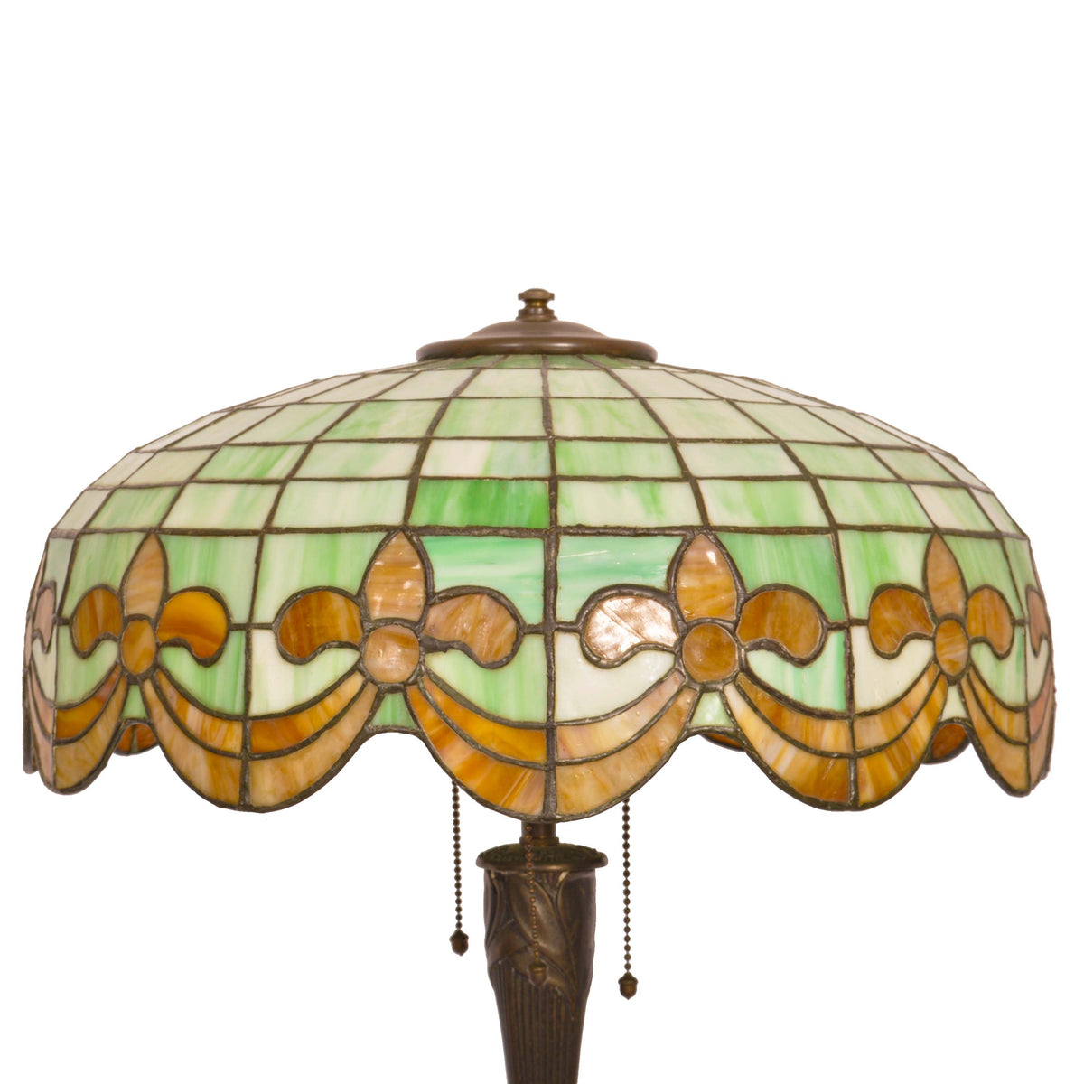 Antique American Art Nouveau Bronze & Leaded Glass Table Lamp by Wilkinson, circa 1910