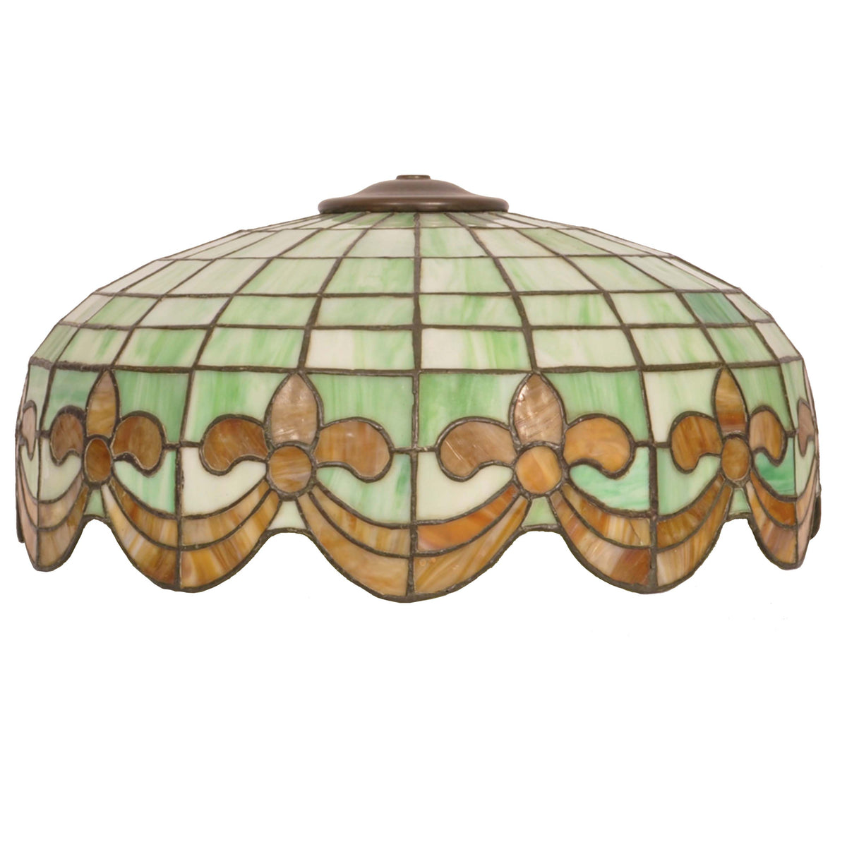 Antique American Art Nouveau Bronze & Leaded Glass Table Lamp by Wilkinson, circa 1910