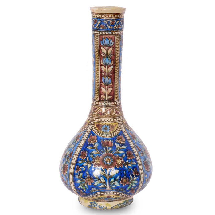 Pair 19th Century Antique Islamic Ottoman Iznik Kutahya Bottle Vases Turkey, Circa 1820