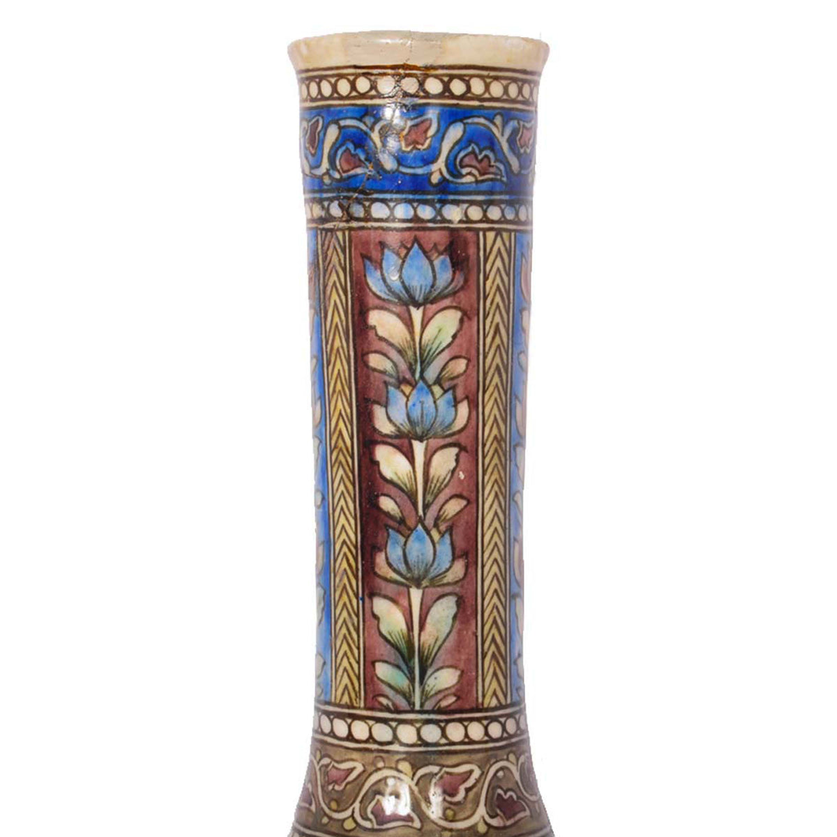 Pair 19th Century Antique Islamic Ottoman Iznik Kutahya Bottle Vases Turkey, Circa 1820