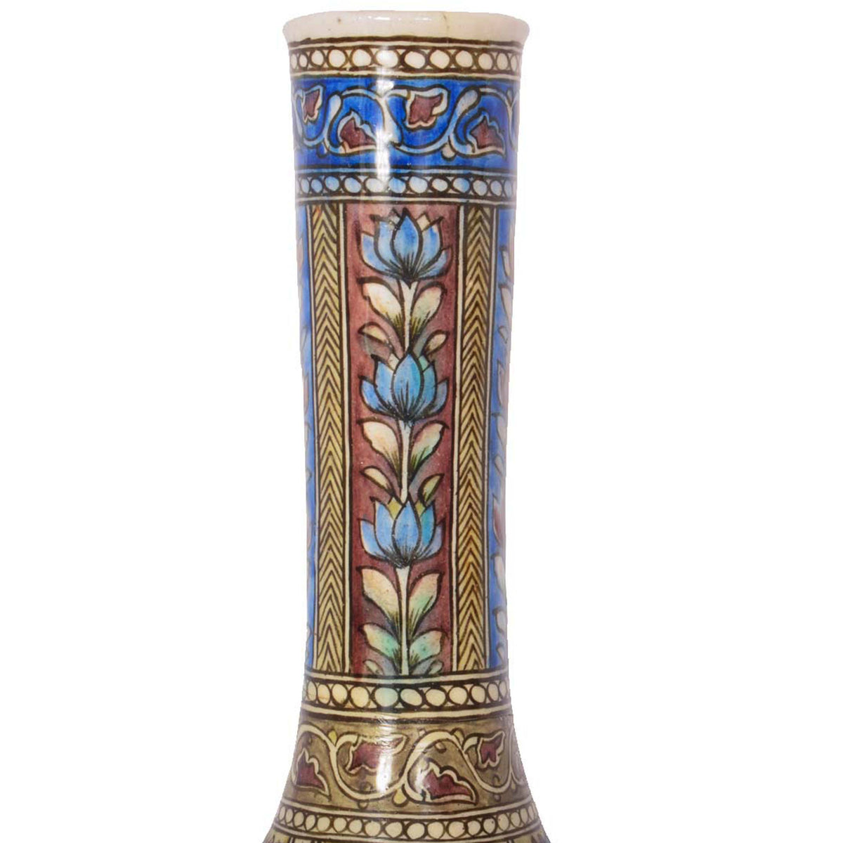 Pair 19th Century Antique Islamic Ottoman Iznik Kutahya Bottle Vases Turkey, Circa 1820