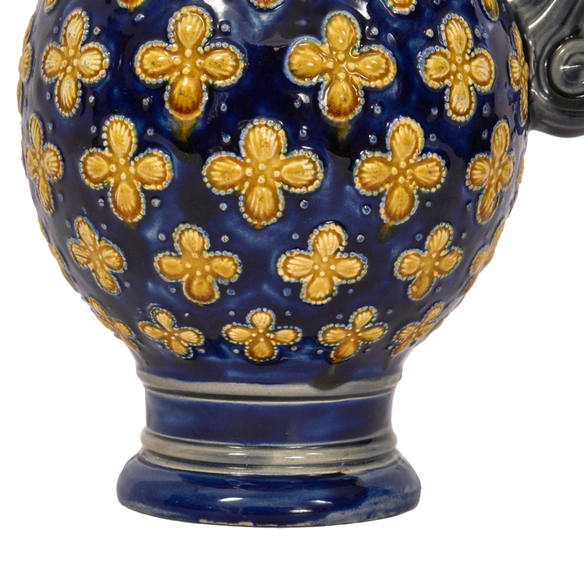 Antique English Minton Majolica Blue Pottery Beer Jug Pitcher, Circa 1870