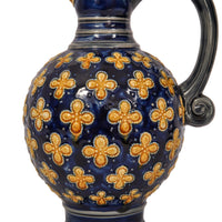 Antique English Minton Majolica Blue Pottery Beer Jug Pitcher, Circa 1870