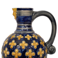 Antique English Minton Majolica Blue Pottery Beer Jug Pitcher, Circa 1870