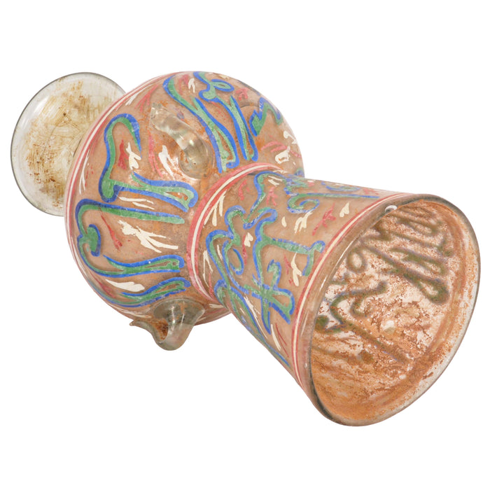 Ancient Antique 16th Century Islamic Calligraphy Mamluk Glass Mosque Lamp, 1500