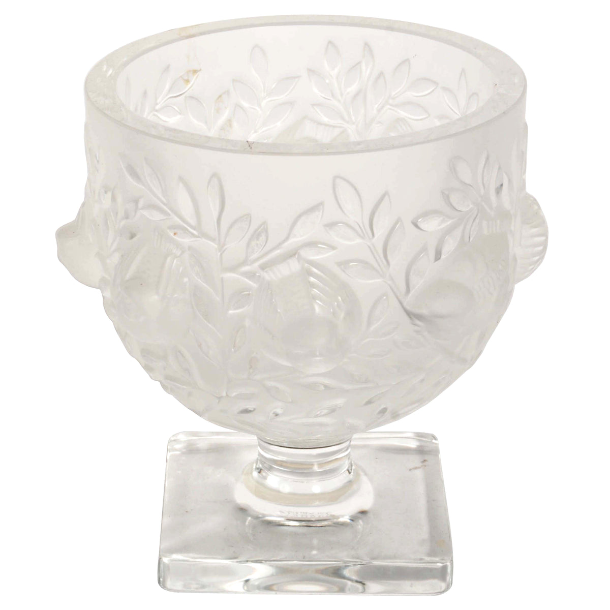 Vintage French Art Deco Style Lalique Elisabeth Crystal Glass Coupe Vase, Signed