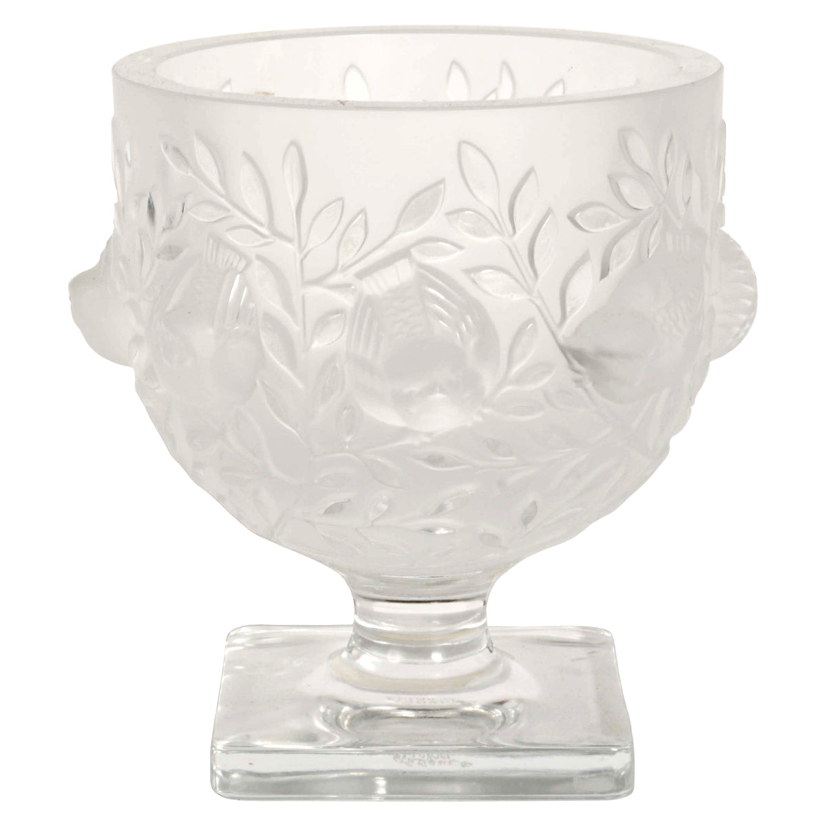 Vintage French Art Deco Style Lalique Elisabeth Crystal Glass Coupe Vase, Signed