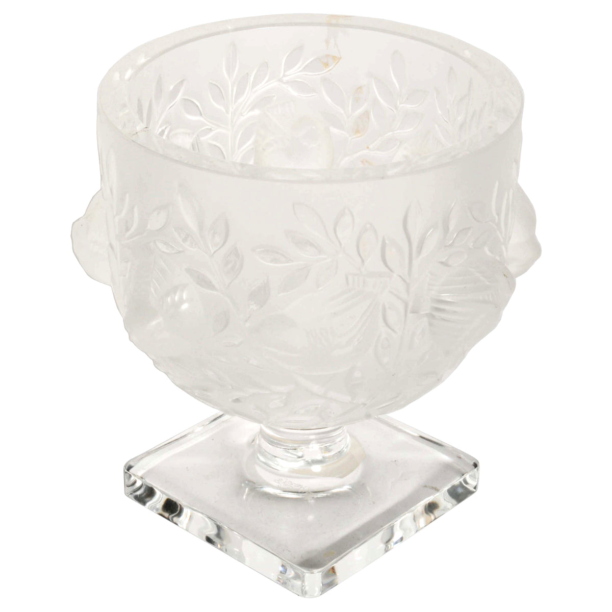 Vintage French Art Deco Style Lalique Elisabeth Crystal Glass Coupe Vase, Signed