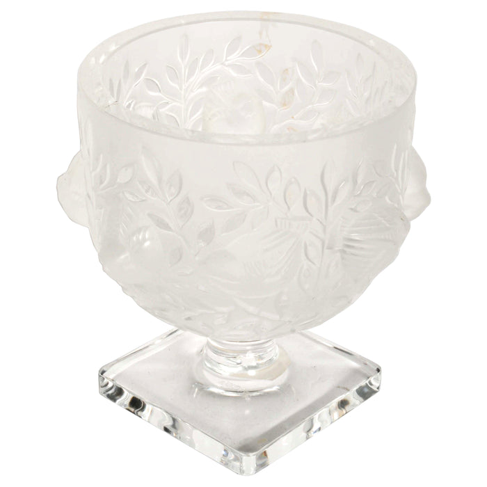 Vintage French Art Deco Style Lalique Elisabeth Crystal Glass Coupe Vase, Signed