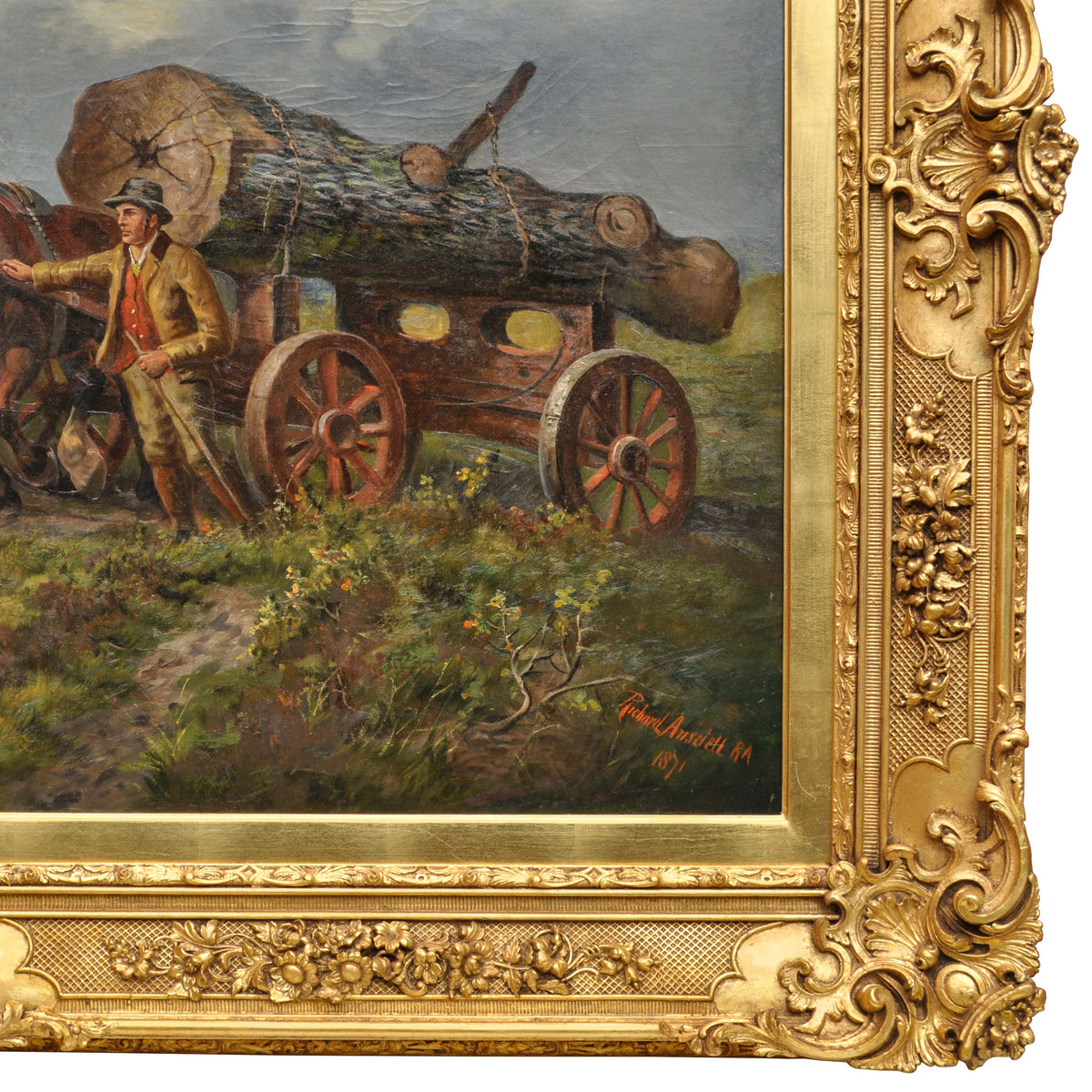 Monumental Antique Painting Scottish Highland Landscape Richard Ansdell 1871