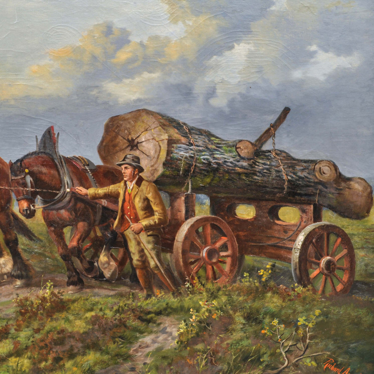 Monumental Antique Painting Scottish Highland Landscape Richard Ansdell 1871