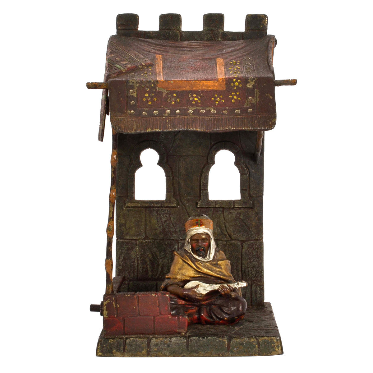 Antique Cold Painted Vienna Bronze Lamp Franz Bergman Orientalist Arab, Circa 1920