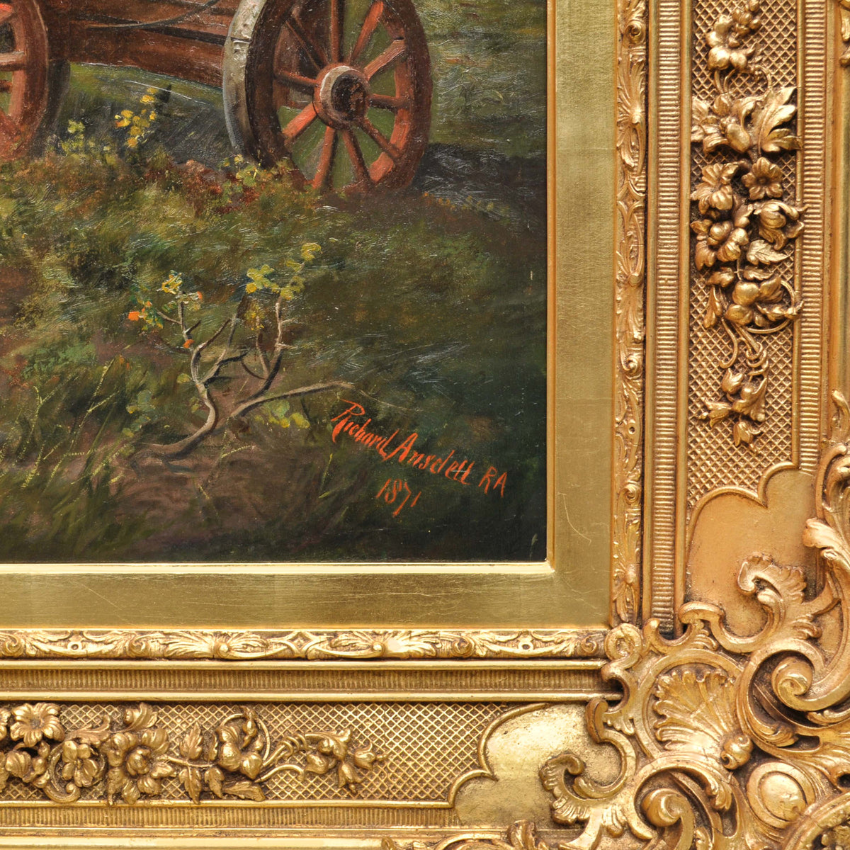 Monumental Antique Painting Scottish Highland Landscape Richard Ansdell 1871