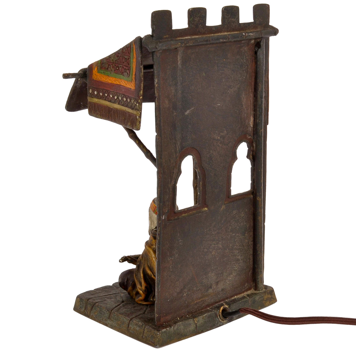 Antique Cold Painted Vienna Bronze Lamp Franz Bergman Orientalist Arab, Circa 1920