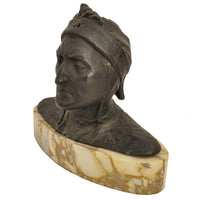Antique Italian Grand Tour Bronze Marble Bust Sculpture Dante Alighieri, Circa 1880