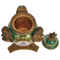 Pair Antique French 'Sevres' Red Porcelain Gilt Bronze Pot Pourri Urns, 1804-1809