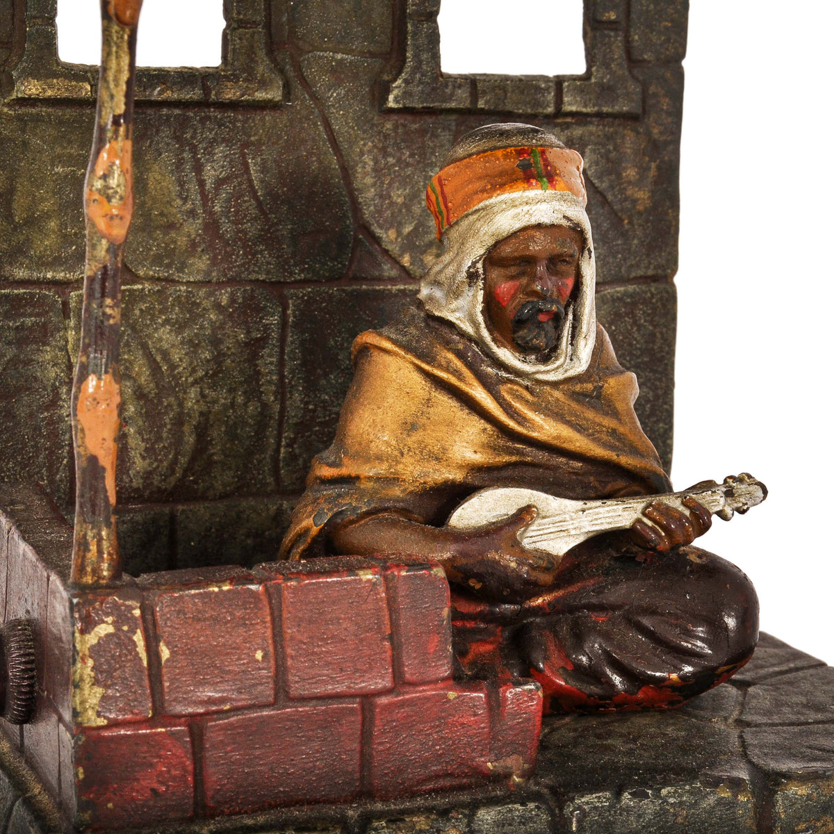 Antique Cold Painted Vienna Bronze Lamp Franz Bergman Orientalist Arab, Circa 1920