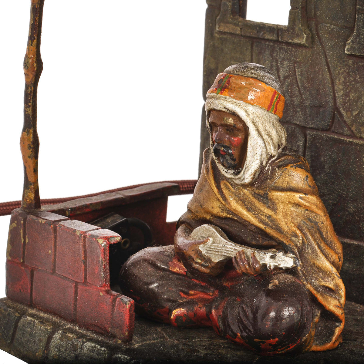 Antique Cold Painted Vienna Bronze Lamp Franz Bergman Orientalist Arab, Circa 1920