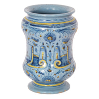 Pair Antique Italian Maiolica Pottery Albarelli Medicine Apothecary Jars, Circa 1650