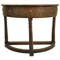 Antique 17th Century James I Jacobean Carved Oak Demi-lune Credence Table, circa 1620