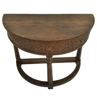 Antique 17th Century James I Jacobean Carved Oak Demi-lune Credence Table, circa 1620