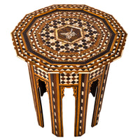 Fine Antique Moorish Ottoman Inlaid Syrian Levantine Table Tabouret Islamic 1880