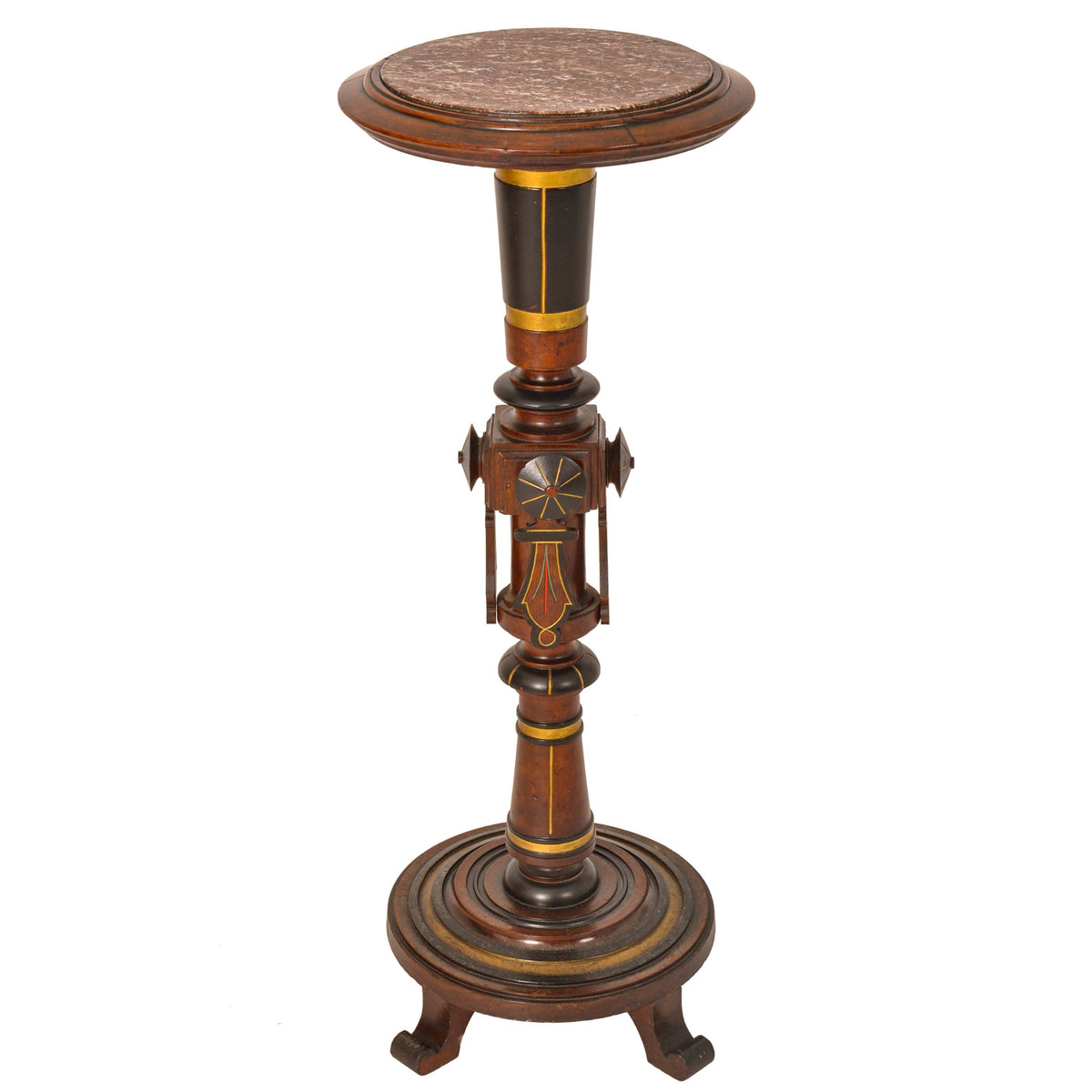 Antique American Aesthetic Movement Herter Bros Gilded Pedestal Plant Stand 1875