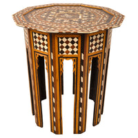 Fine Antique Moorish Ottoman Inlaid Syrian Levantine Table Tabouret Islamic 1880