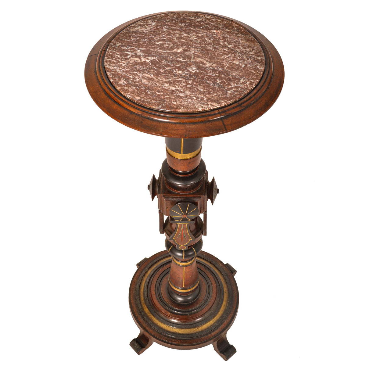 Antique American Aesthetic Movement Herter Bros Gilded Pedestal Plant Stand 1875