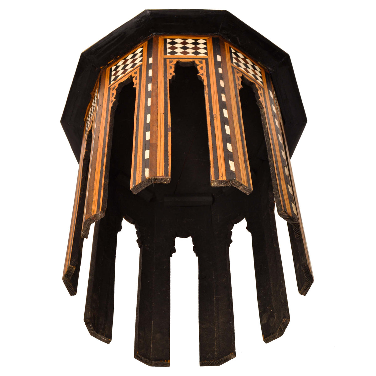 Fine Antique Moorish Ottoman Inlaid Syrian Levantine Table Tabouret Islamic 1880