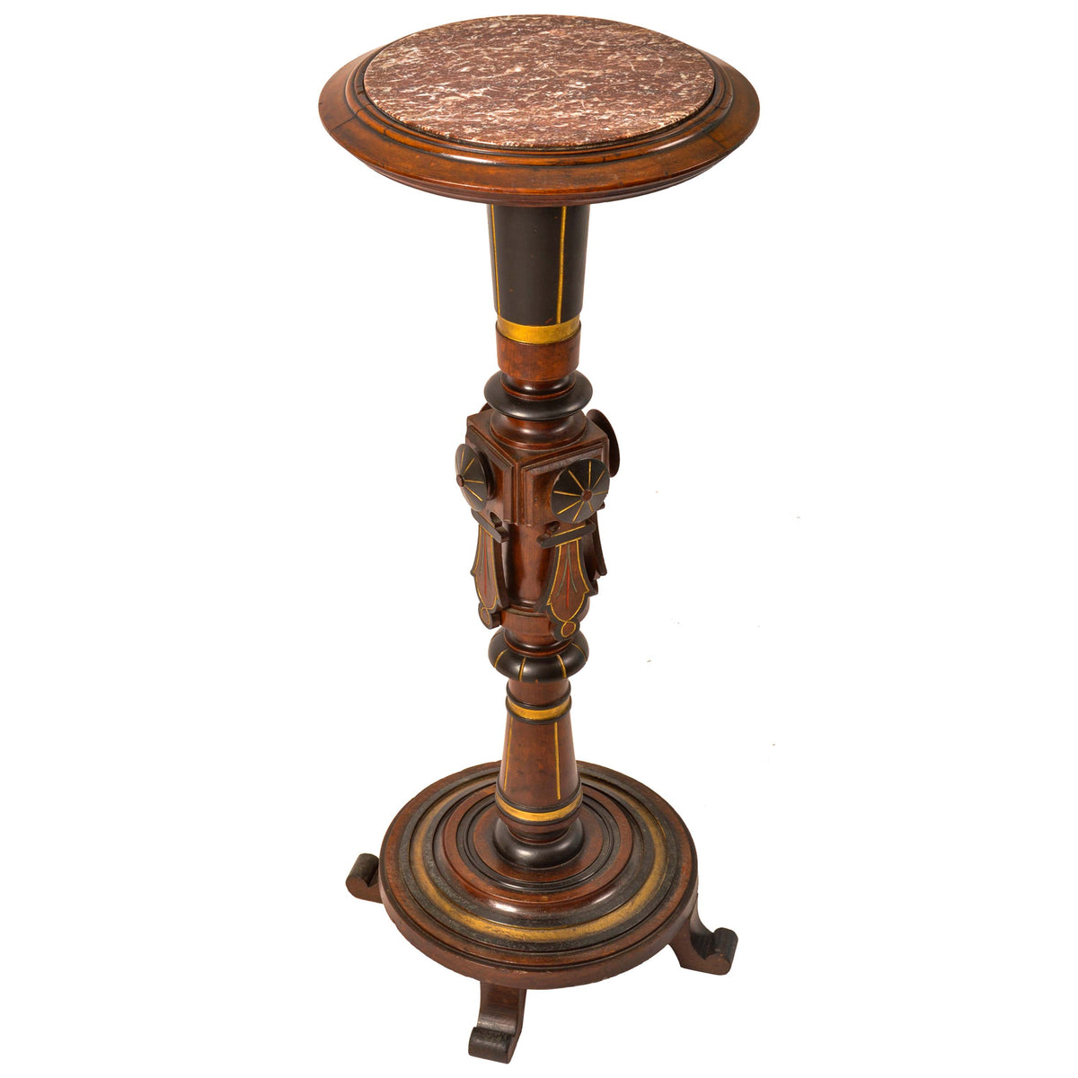 Antique American Aesthetic Movement Herter Bros Gilded Pedestal Plant Stand 1875