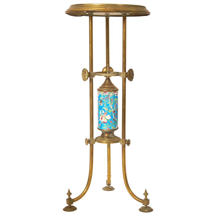 Antique Bradley & Hubbard Brass Longwy Pottery Aesthetic Movement Plant Stand Circa 1875