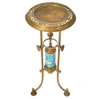 Antique Bradley & Hubbard Brass Longwy Pottery Aesthetic Movement Plant Stand Circa 1875