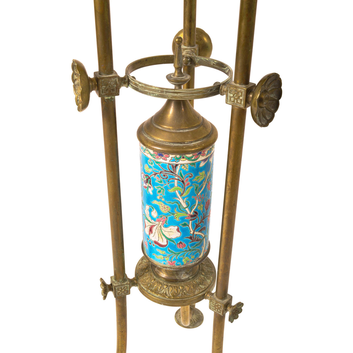 Antique Bradley & Hubbard Brass Longwy Pottery Aesthetic Movement Plant Stand Circa 1875