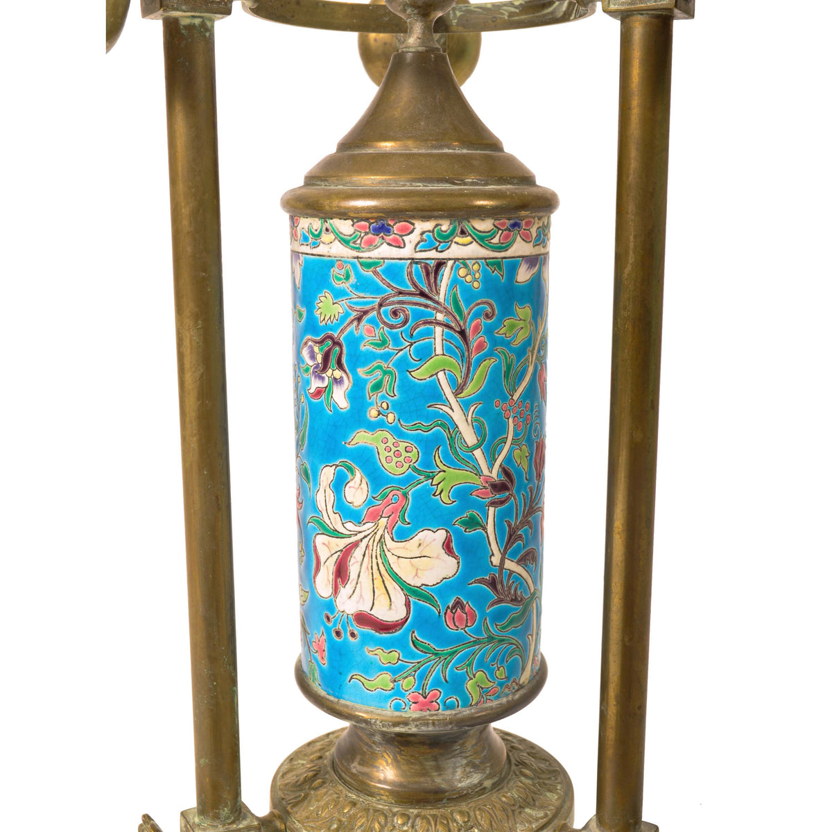 Antique Bradley & Hubbard Brass Longwy Pottery Aesthetic Movement Plant Stand Circa 1875