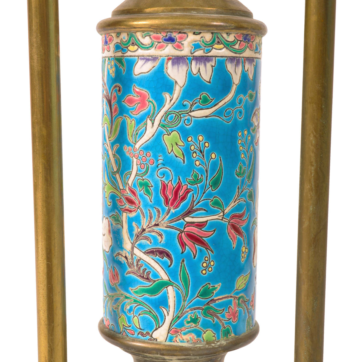 Antique Bradley & Hubbard Brass Longwy Pottery Aesthetic Movement Plant Stand Circa 1875