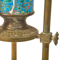 Antique Bradley & Hubbard Brass Longwy Pottery Aesthetic Movement Plant Stand Circa 1875