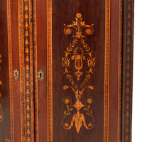 Antique Georgian Regency Marquetry Bow-fronted Neoclassical Corner Cabinet, circa 1800