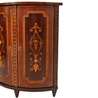 Antique Georgian Regency Marquetry Bow-fronted Neoclassical Corner Cabinet, circa 1800
