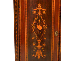 Antique Georgian Regency Marquetry Bow-fronted Neoclassical Corner Cabinet, circa 1800