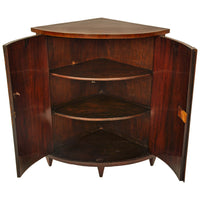 Antique Georgian Regency Marquetry Bow-fronted Neoclassical Corner Cabinet, circa 1800